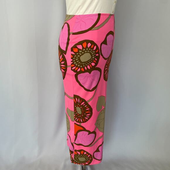 Vintage 70s Maxi Skirt Medium Large Hot Pink Floral Boho Neon Retro Hippie MCM - Picture 5 of 16
